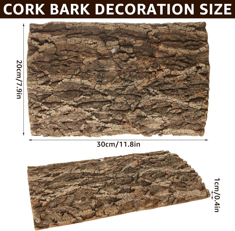 RHBLME 4 Pack Cork Bark, 11.8" L x 7.8" W Cork Bark for Reptiles, Cork Bark for Terrarium, Reptile Tank Background Terrarium Backdrop Wall Decor Natural Reptile Climbing Mat - Image 2